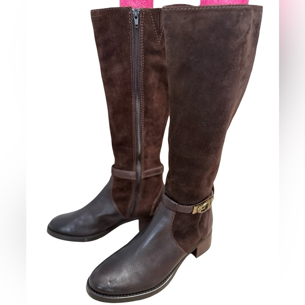 Etienne Aigner Brown Knee-High suede and leather Women's Boots size 6 New - Picture 4 of 14